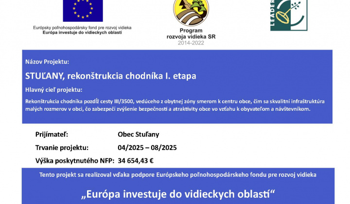 Fotka - Stuľany, rekonštrukcia chodníka I. etapa